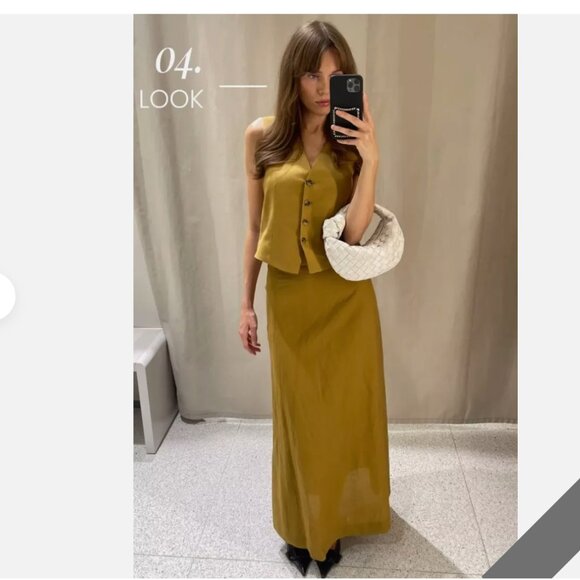 ZARA LINEN TOFFEE TAUPE MAXI SKIRT - Picture 4 of 13